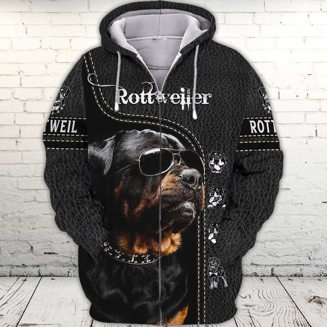 FUNSTUFFPRINT Full Print-N94- Rottweiler 3D Hoodie and Zip Hoodie