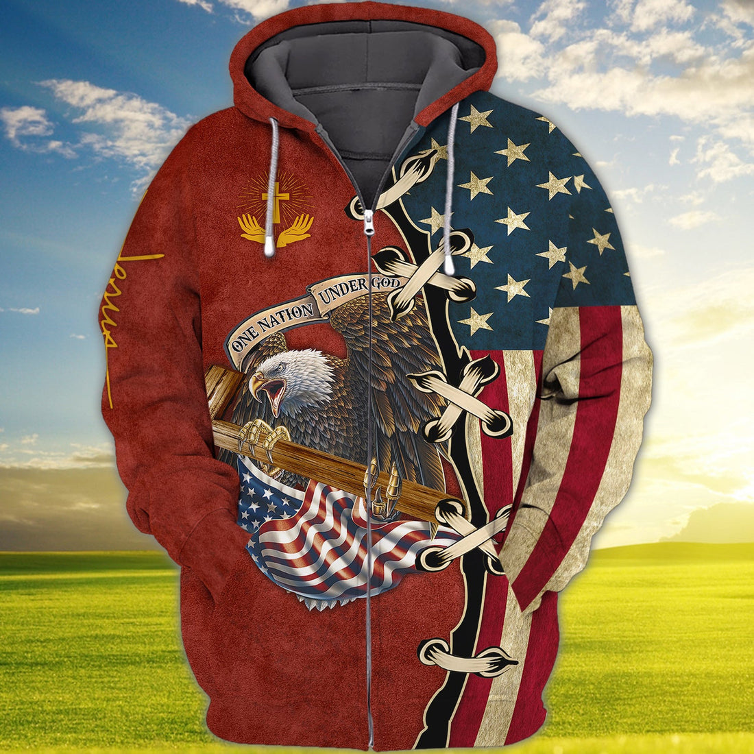 FUNSTUFFPRINT One nation under god 3d full print shirt 3D Hoodie and Zip Hoodie
