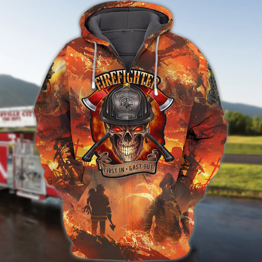 FUNSTUFFPRINT Firefighter 101 3D Hoodie and Zip Hoodie