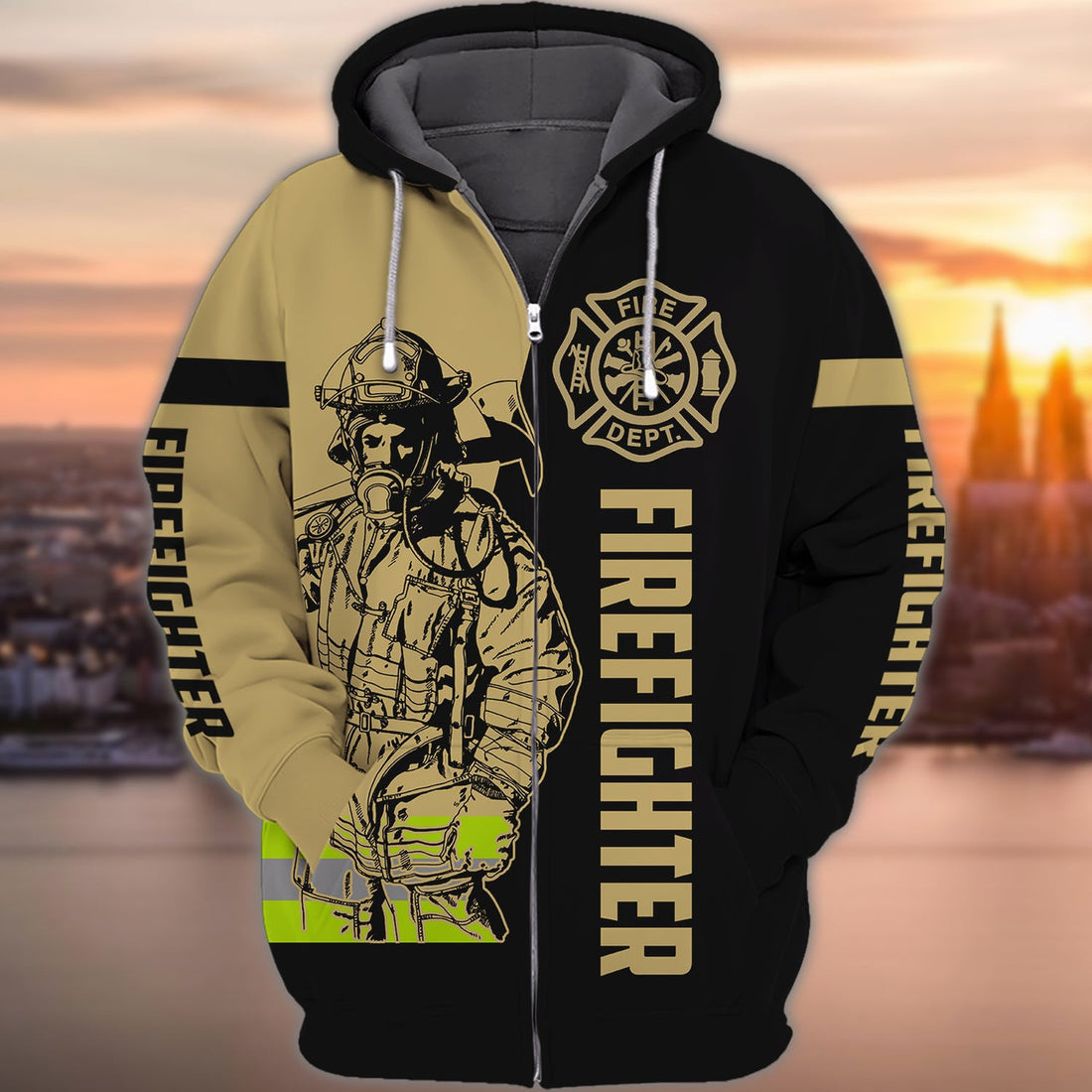 FUNSTUFFPRINT Firefighter S1 Full Print 3D Hoodie and Zip Hoodie