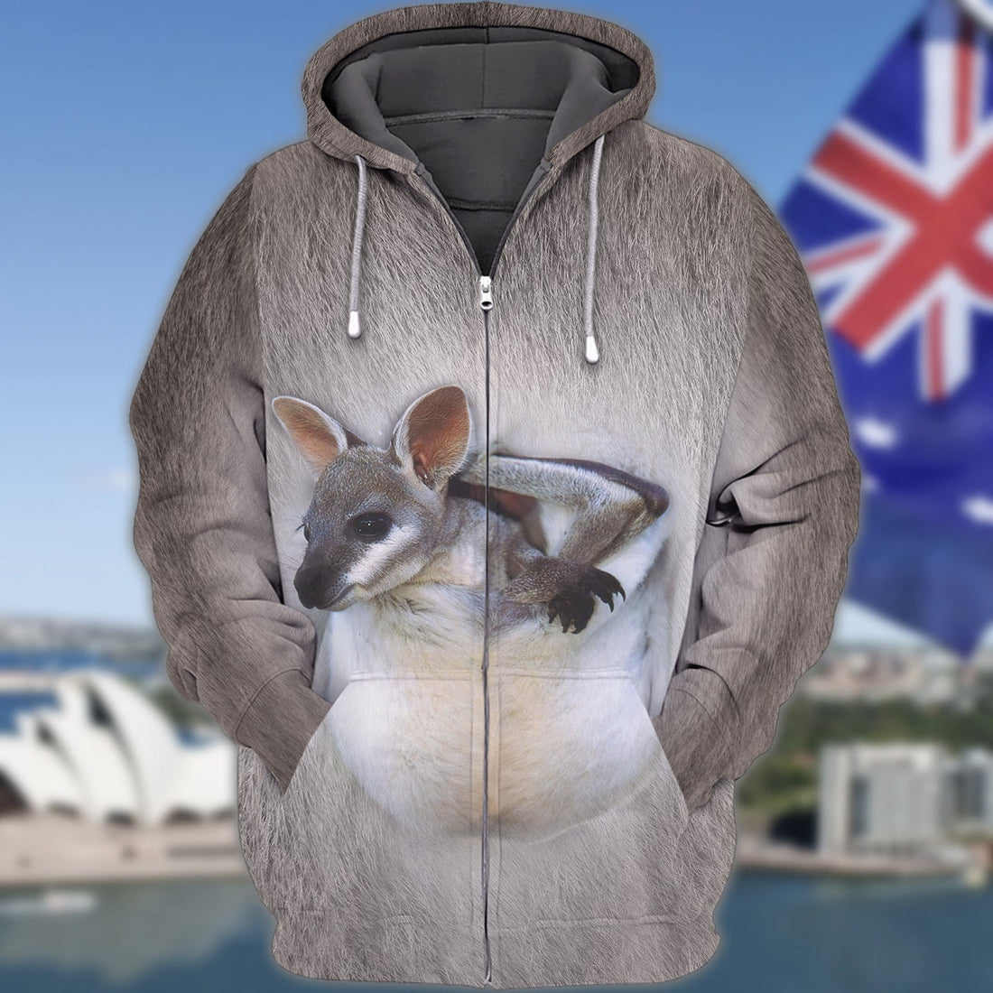 FUNSTUFFPRINT Kangaroo 3D Hoodie and Zip Hoodie
