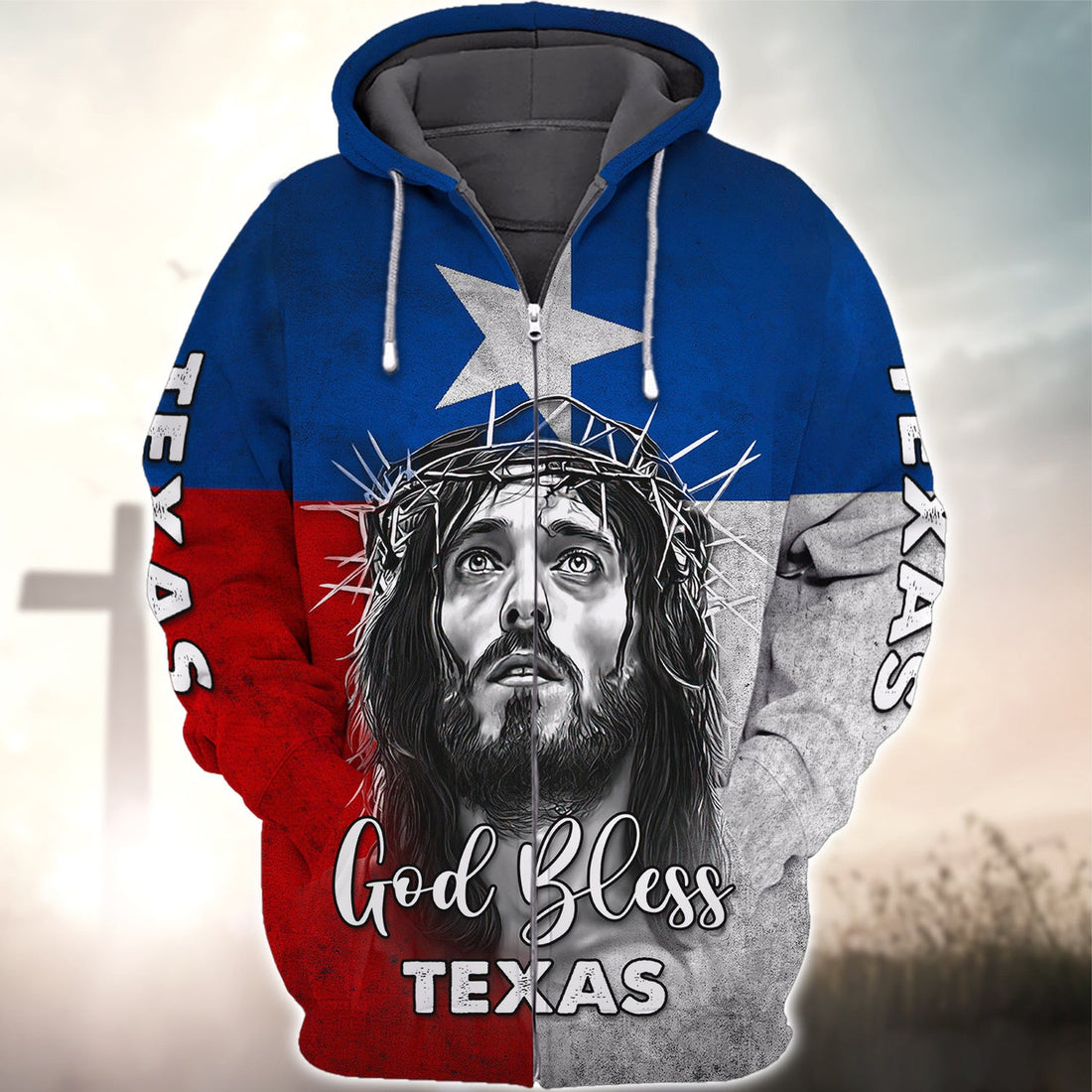 FUNSTUFFPRINT God Bless Texas 3D Hoodie and Zip Hoodie