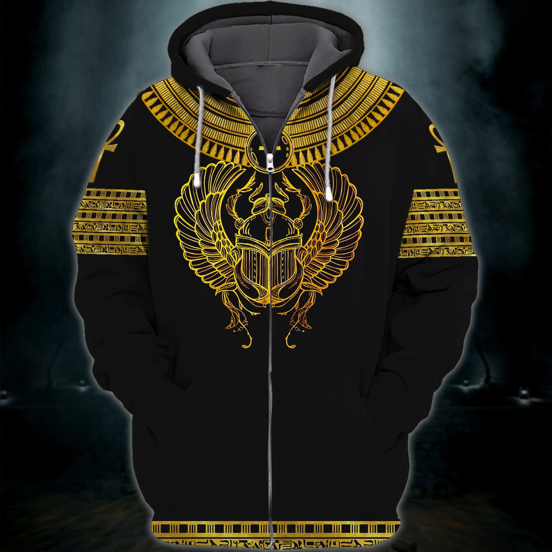 FUNSTUFFPRINT Scarab With Ankh , Ancient Egypt 3D Hoodie and Zip Hoodie