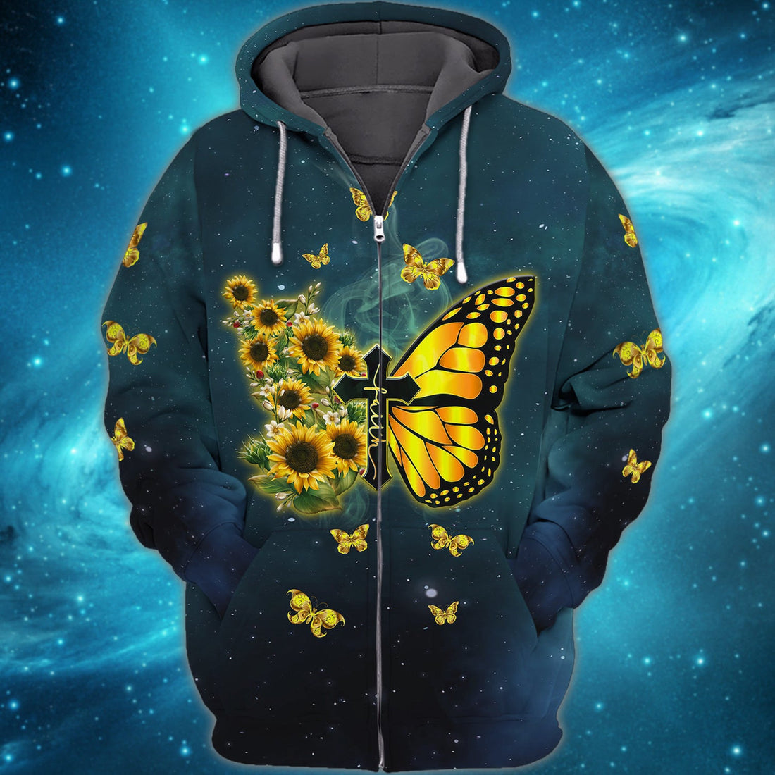 FUNSTUFFPRINT Butterfly Faith - Full Print 3D Hoodie and Zip Hoodie