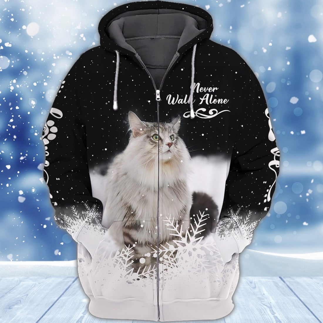 FUNSTUFFPRINT Meory Christmas Cats 3D Hoodie and Zip Hoodie