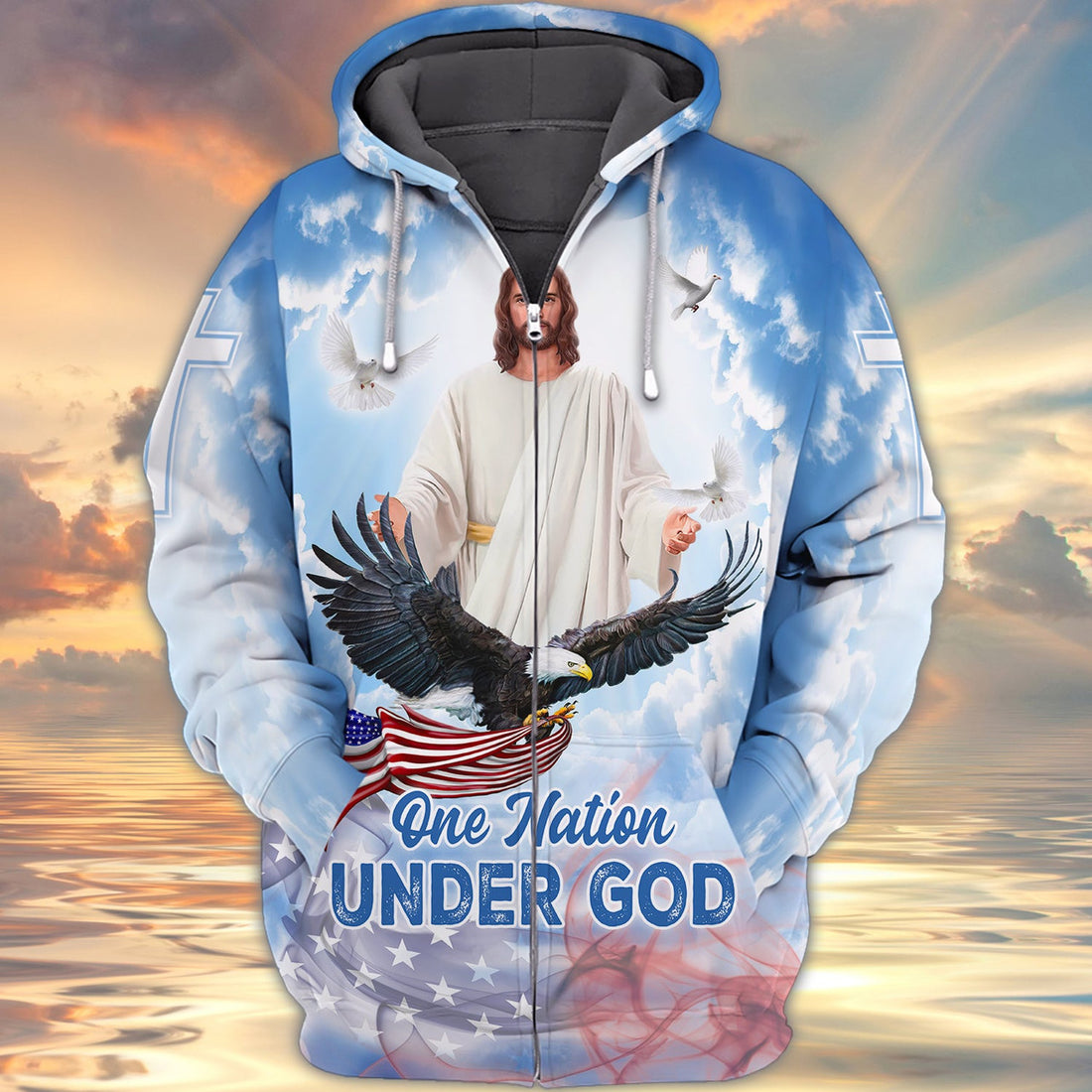 FUNSTUFFPRINT One nation under god 3d full print shirt gift for christian3D Hoodie and Zip Hoodie