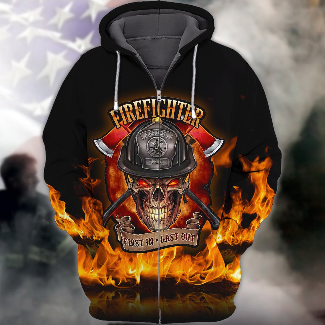FUNSTUFFPRINT Firefighter - Full Print 3D Hoodie and Zip Hoodie