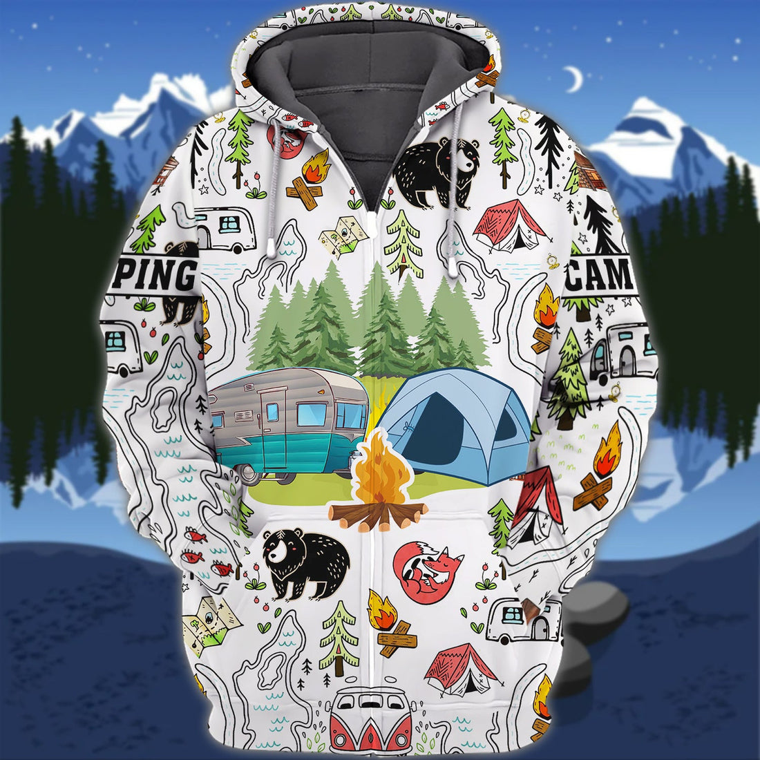 FUNSTUFFPRINT Camping - 3D Full Print 3D Hoodie and Zip Hoodie