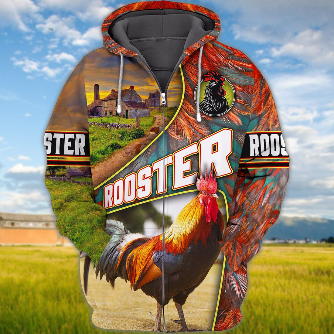FUNSTUFFPRINT Rooster Full Print 3D Hoodie and Zip Hoodie