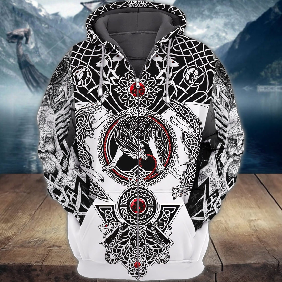 FUNSTUFFPRINT Viking Full Print Tad 03 3D Hoodie and Zip Hoodie
