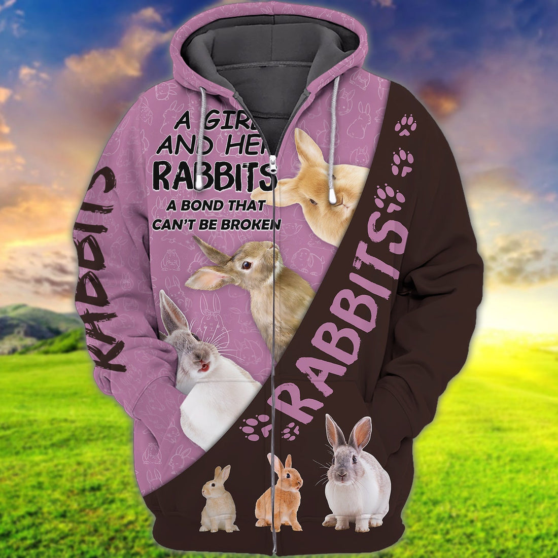 FUNSTUFFPRINT Rabbit 3D01 3D Hoodie and Zip Hoodie