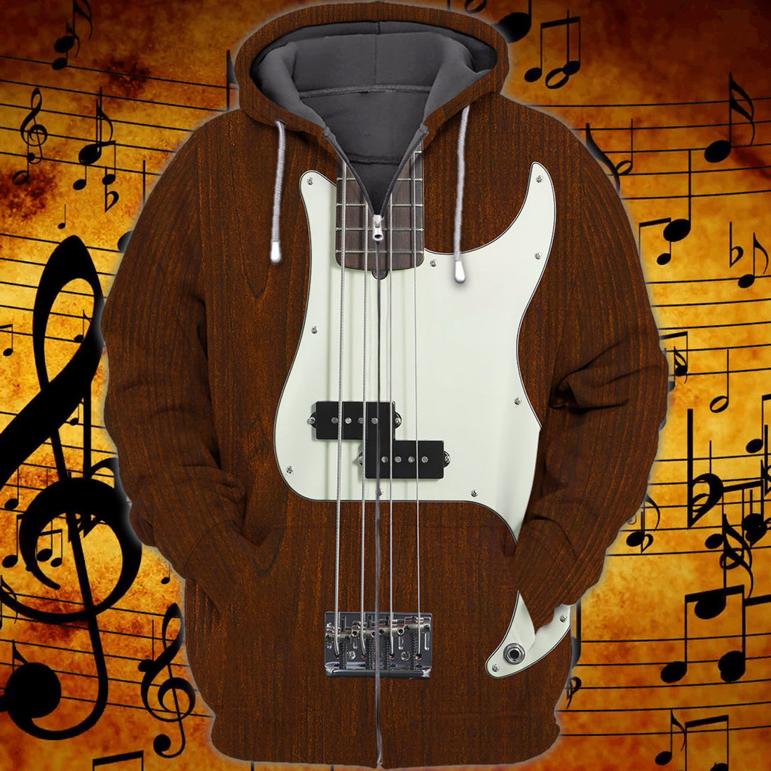 FUNSTUFFPRINT BASS GUITAR - NA93 3D Hoodie and Zip Hoodie