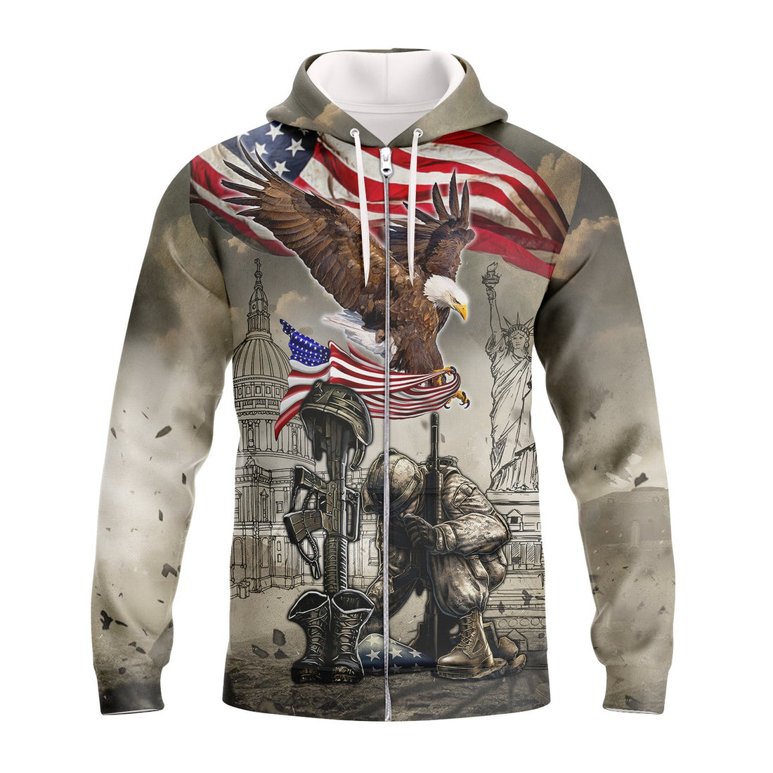 FUNSTUFFPRINT Veteran - Full Print HTL 3D Hoodie and Zip Hoodie