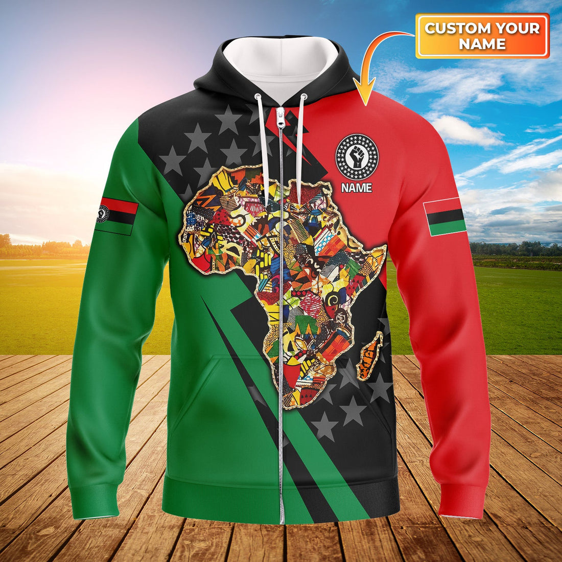 FUNSTUFFPRINT African - Personalized Name 3D Hoodie and Zip Hoodie