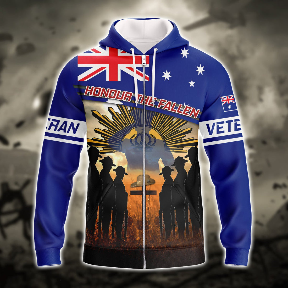 FUNSTUFFPRINT Australia - Veteran 3D Hoodie and Zip Hoodie