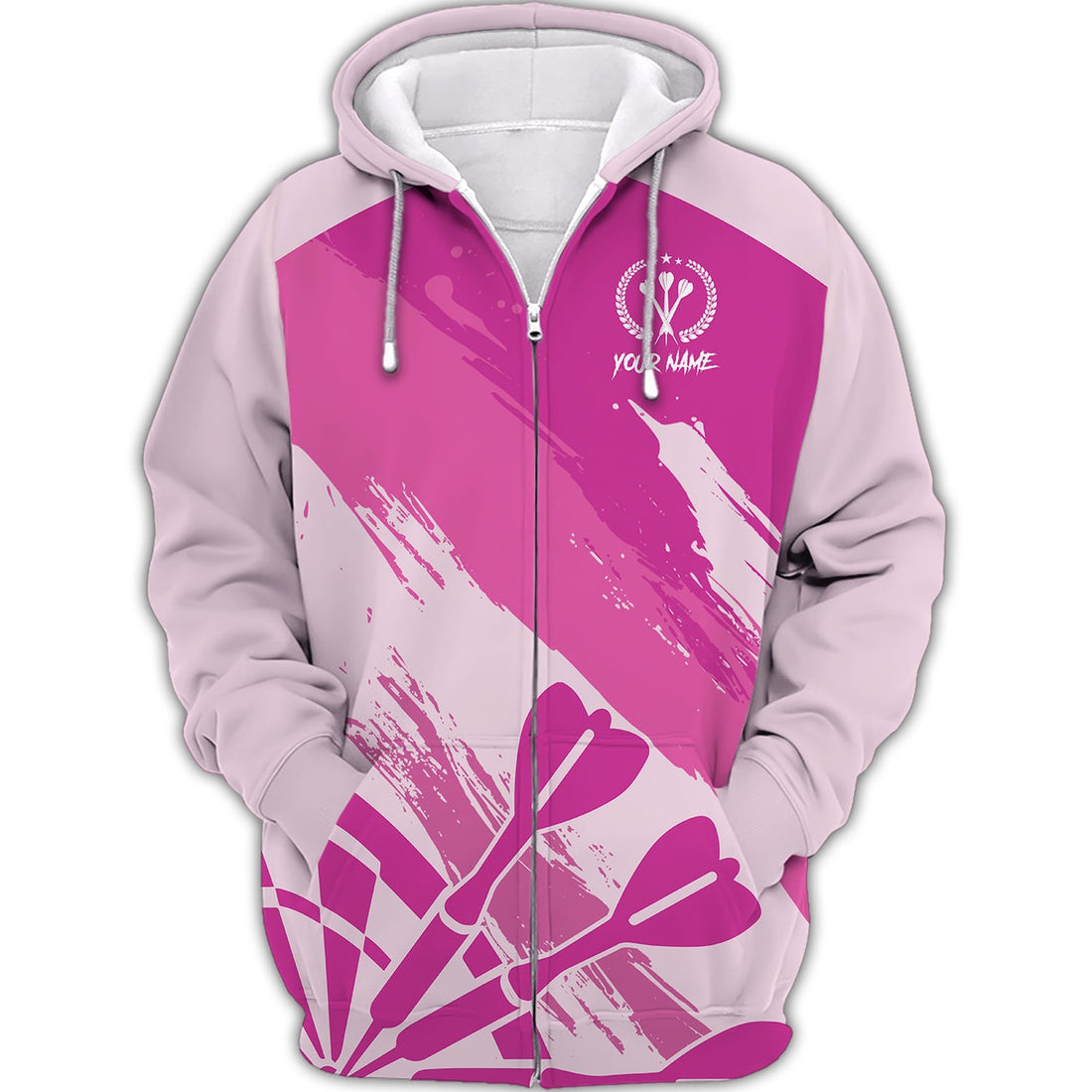 FUNSTUFFPRINT Personalized Name Darts Pink 3D Hoodie and Zip Hoodie