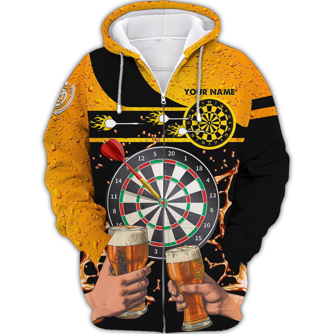 FUNSTUFFPRINT Personalized Name My Drinking Team Has A Darts Problem 3D Hoodie and Zip Hoodie