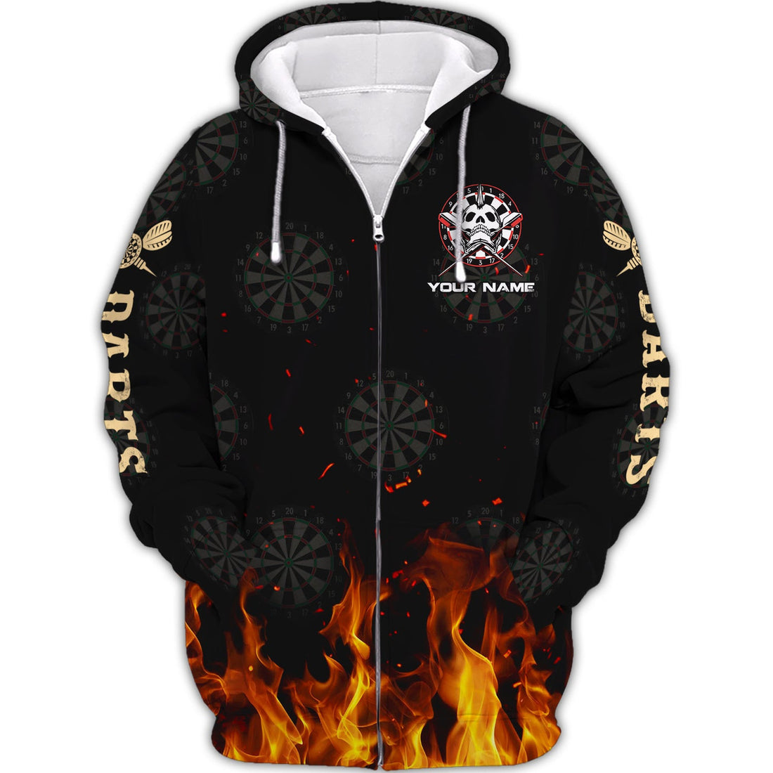 FUNSTUFFPRINT Personalized Name Death Smile At All Of Us, Only The Darts Player Smile Back 3D Hoodie and Zip Hoodie