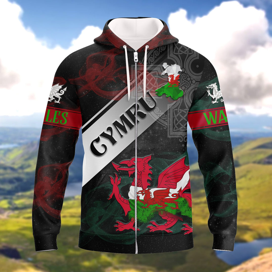 FUNSTUFFPRINT Wales Cymru 3D Hoodie and Zip Hoodie