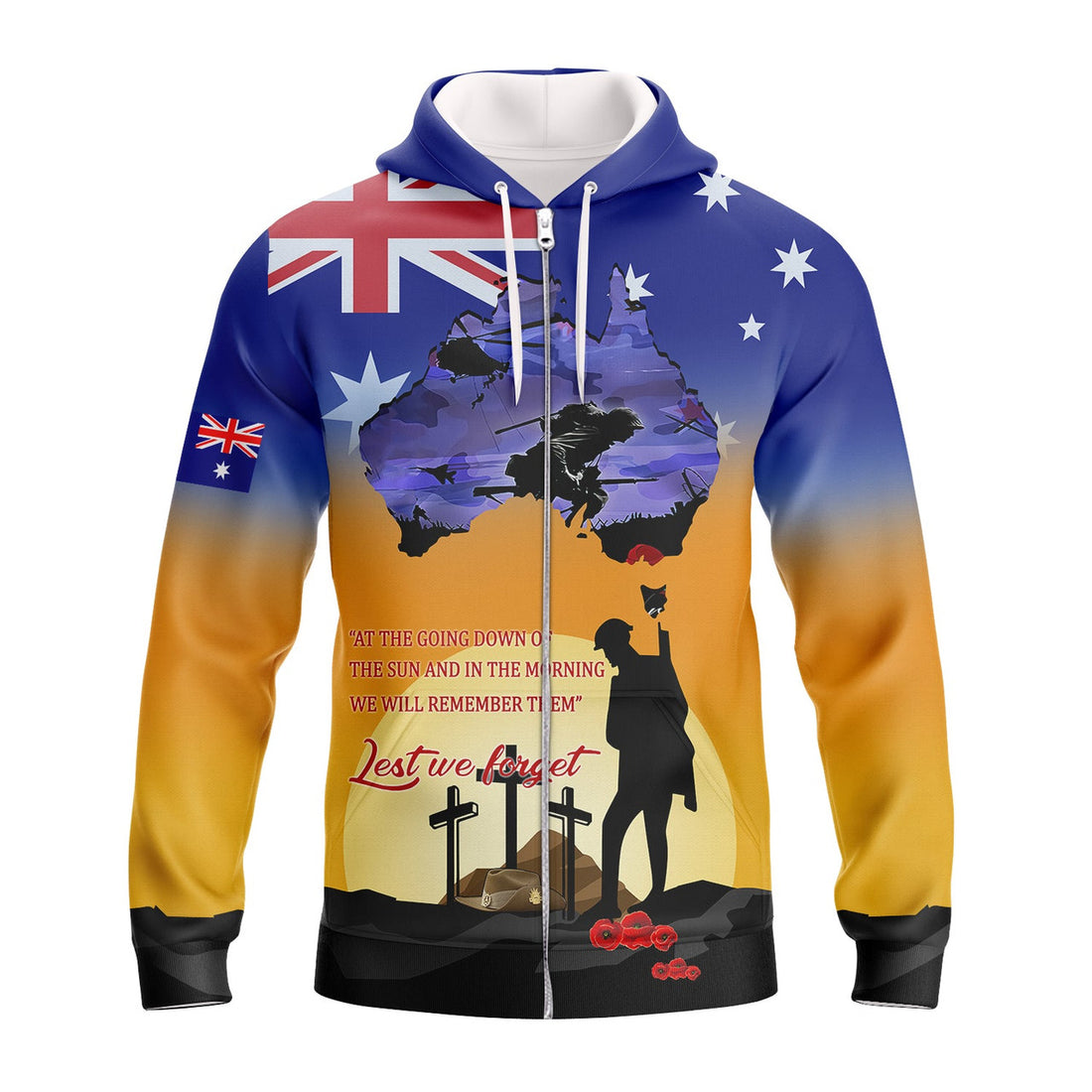 FUNSTUFFPRINT Australia Veteran Lest We Forget 3D Hoodie and Zip Hoodie