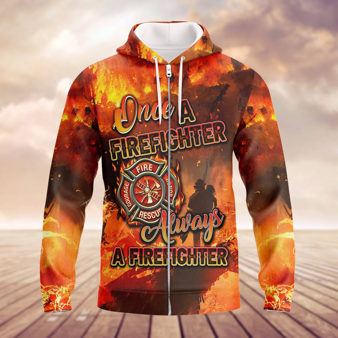FUNSTUFFPRINT Firefighter FF - Full Print 3D Hoodie and Zip Hoodie