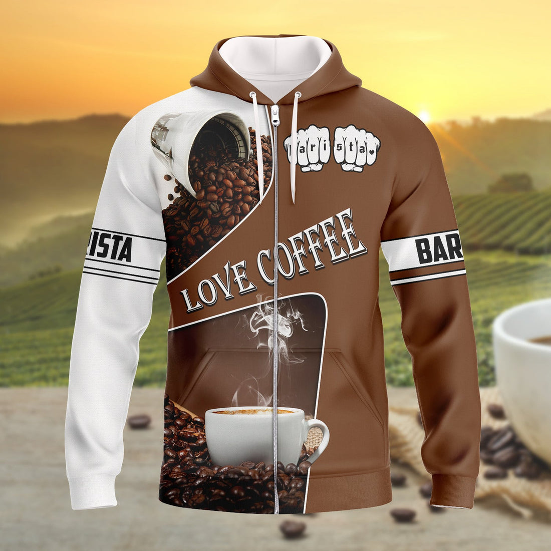 FUNSTUFFPRINT Barista Coffe 3D Hoodie and Zip Hoodie