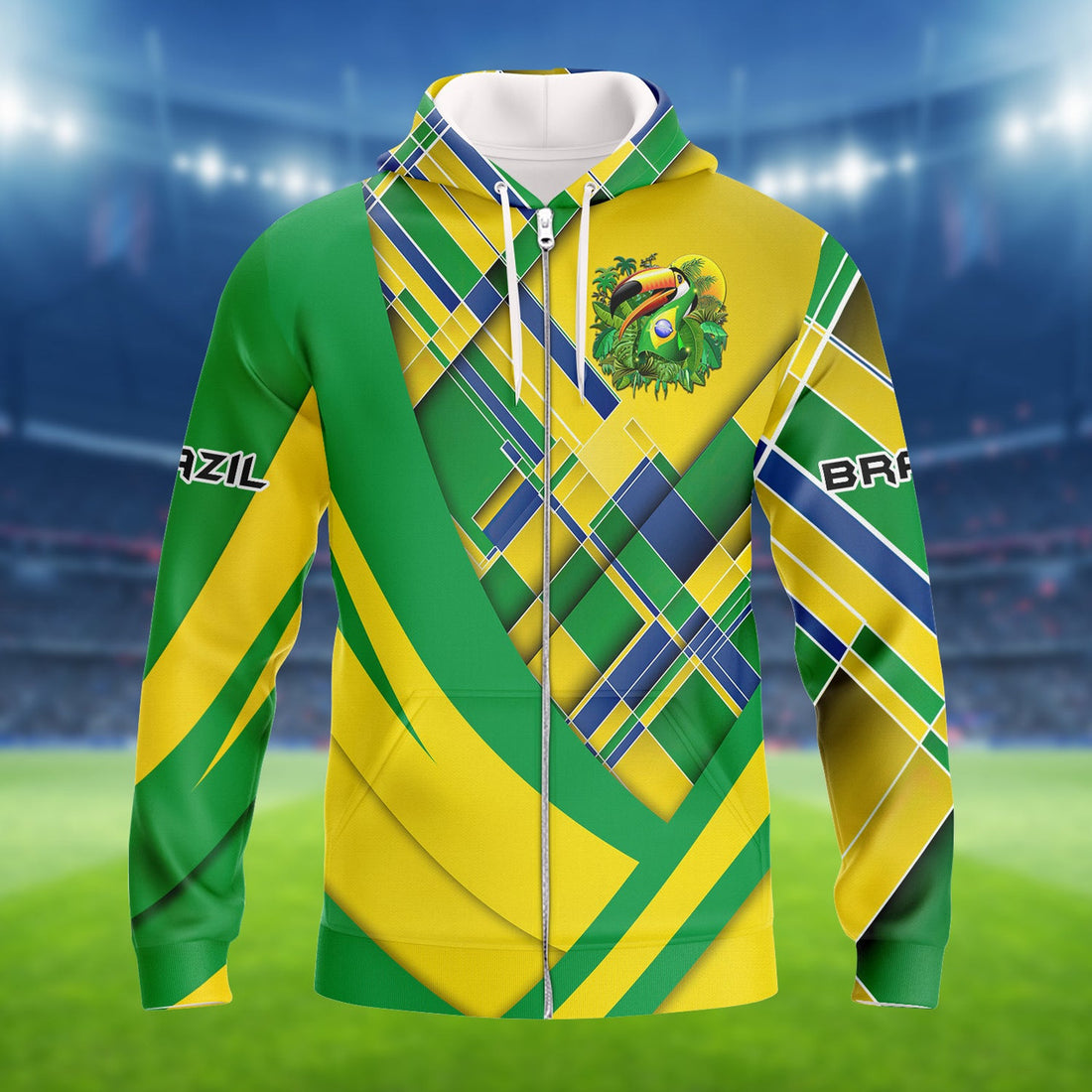 FUNSTUFFPRINT Brazil Fans Toucan Design 3D Hoodie and Zip Hoodie
