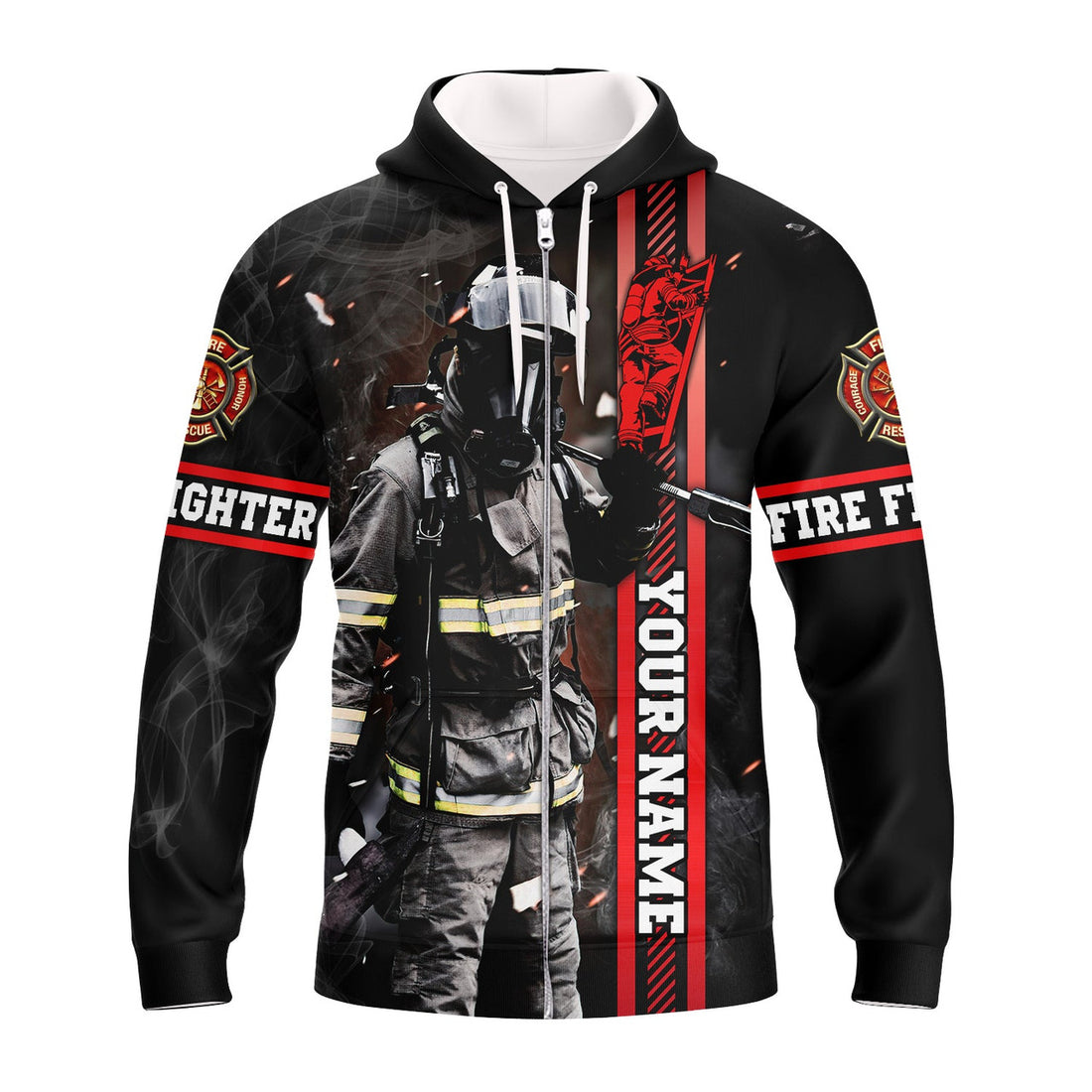 FUNSTUFFPRINT Firefighter - Personalized Name 3D Hoodie and Zip Hoodie