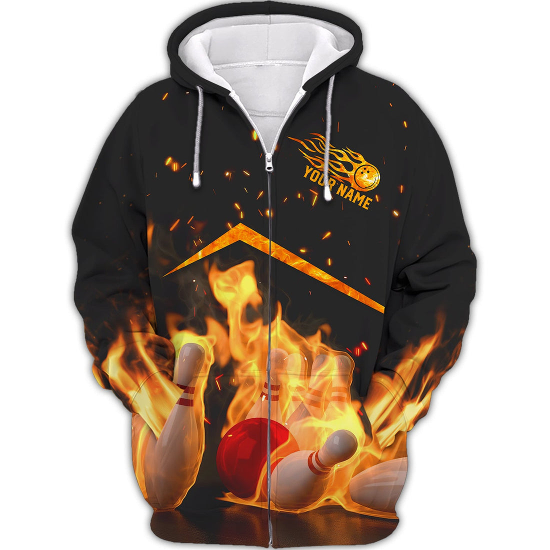 FUNSTUFFPRINT Personalized Name My Balls Are On Fire 3D Bowling Printed Shirts 3D Hoodie and Zip Hoodie