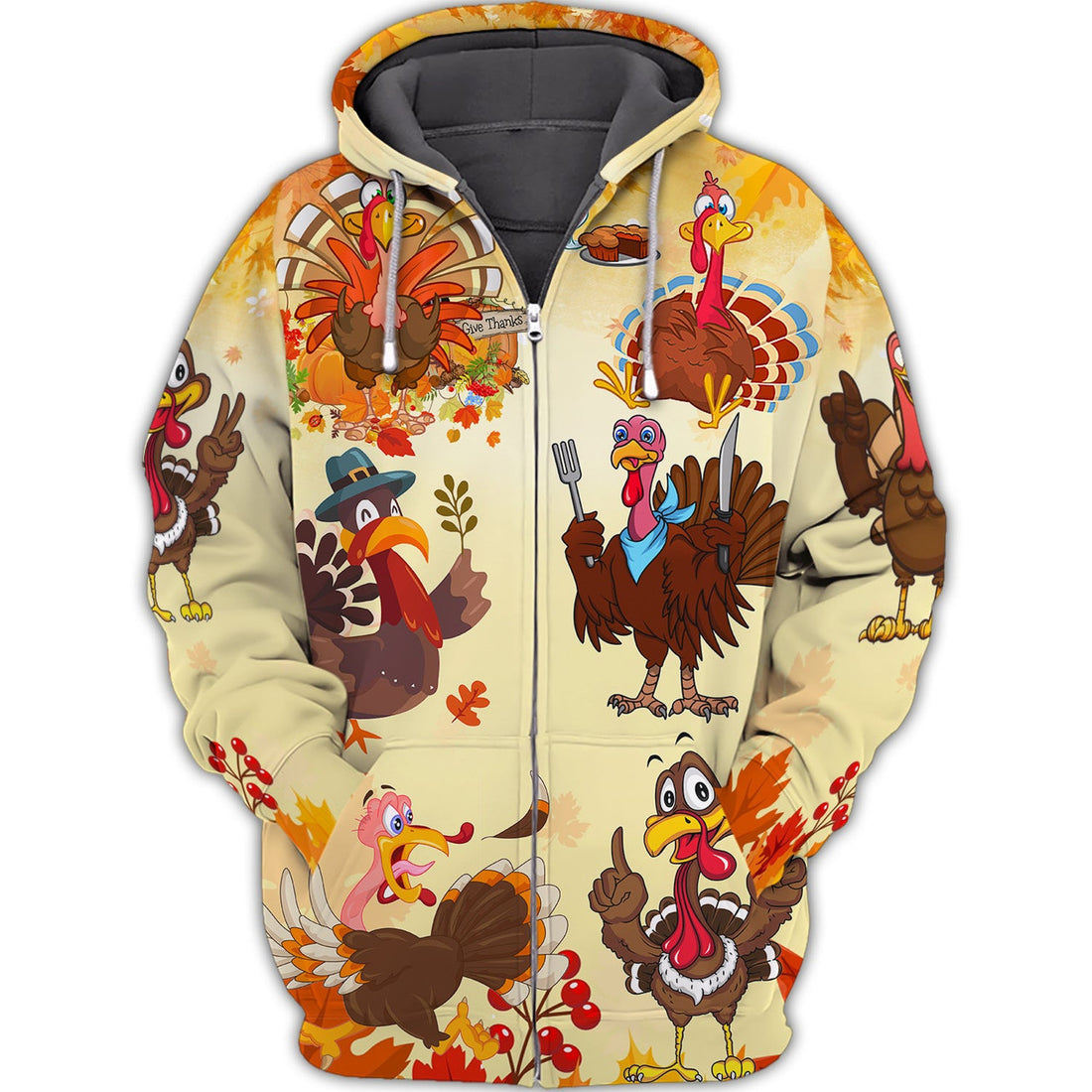 FUNSTUFFPRINT Thank Giving 3D Hoodie and Zip Hoodie