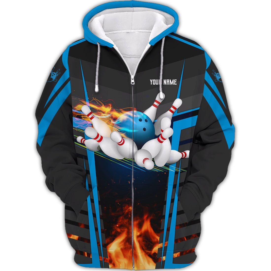 FUNSTUFFPRINT Personalized Name Born To Bowl, Forced To Work 3D Hoodie and Zip Hoodie