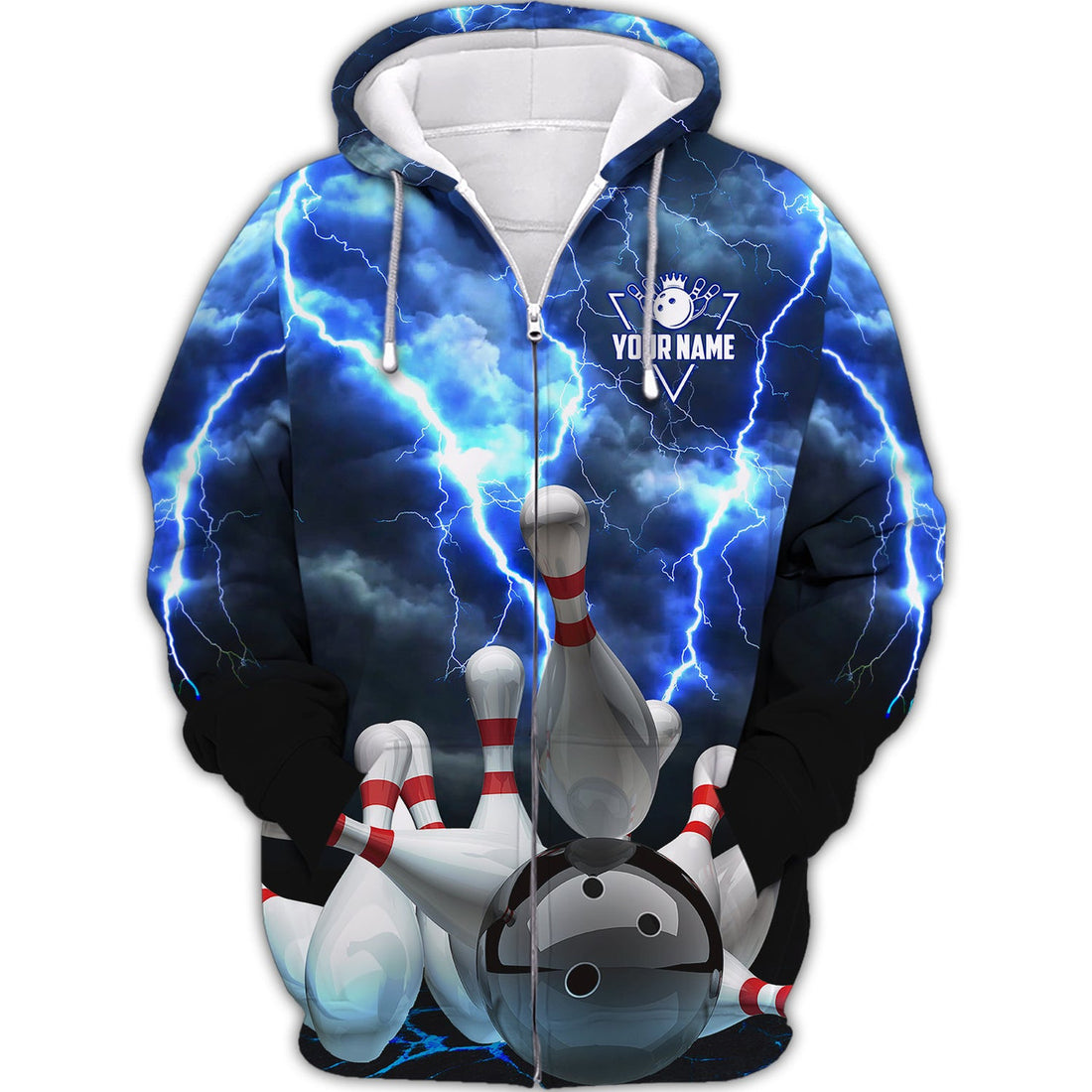 FUNSTUFFPRINT Personalized Name Grab Your Balls We're Going Bowling 3D Hoodie and Zip Hoodie