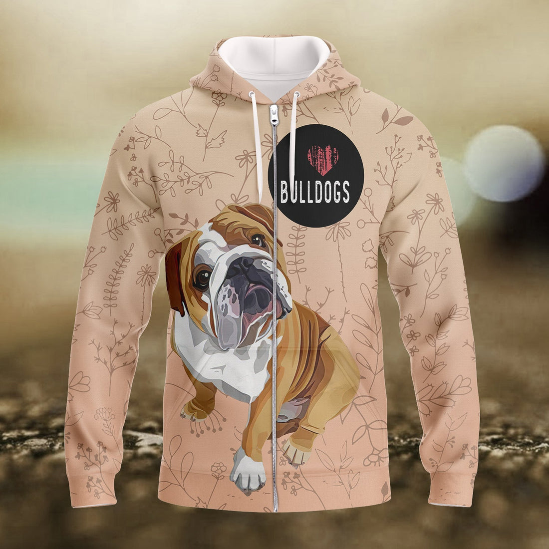 FUNSTUFFPRINTBulldog Full Print 3D Hoodie and Zip Hoodie