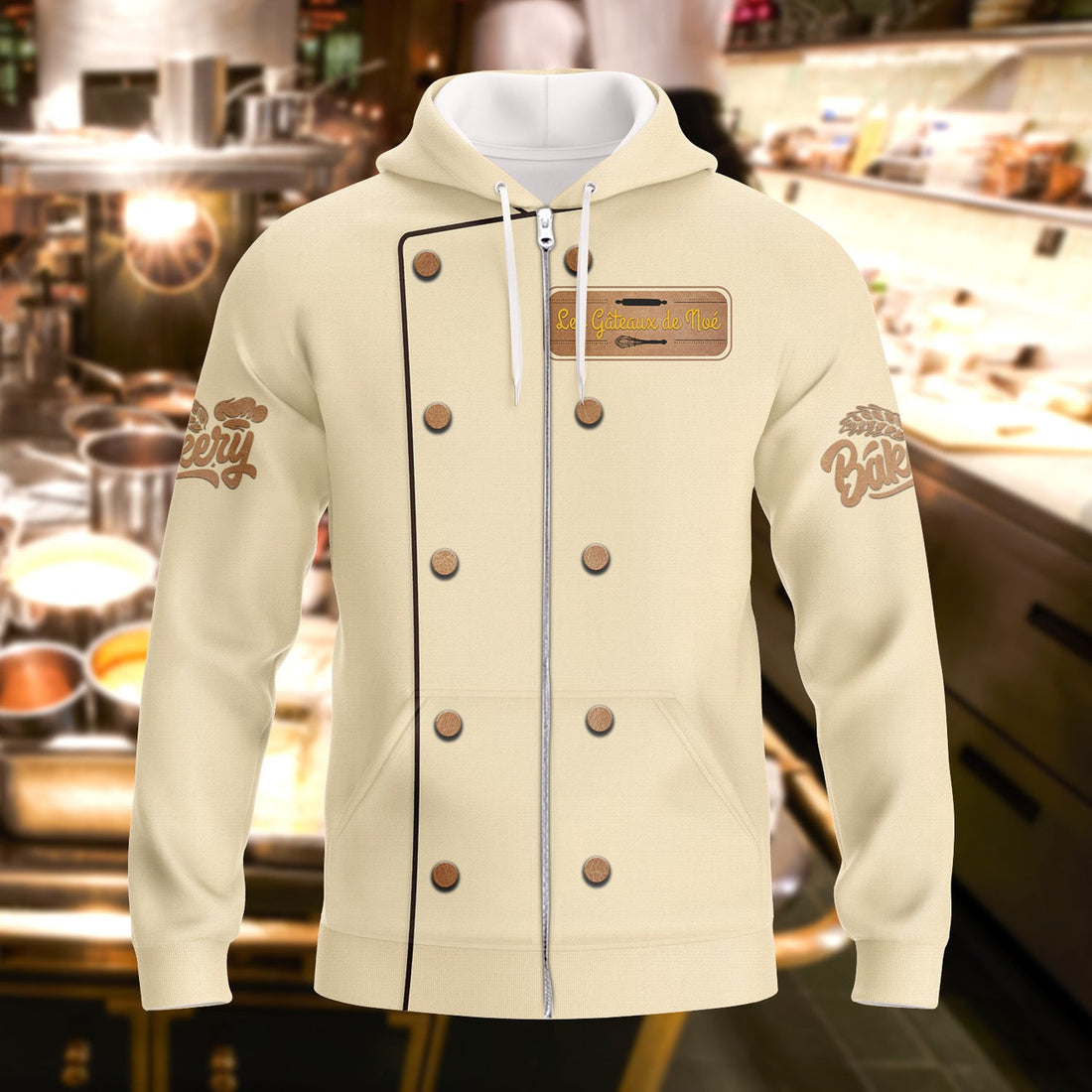 FUNSTUFFPRINT Baker, Bakery Chef, Full Print 3D Hoodie and Zip Hoodie