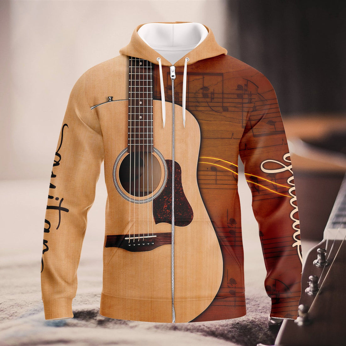 FUNSTUFFPRINT Love Guitar 3D Hoodie and Zip Hoodie