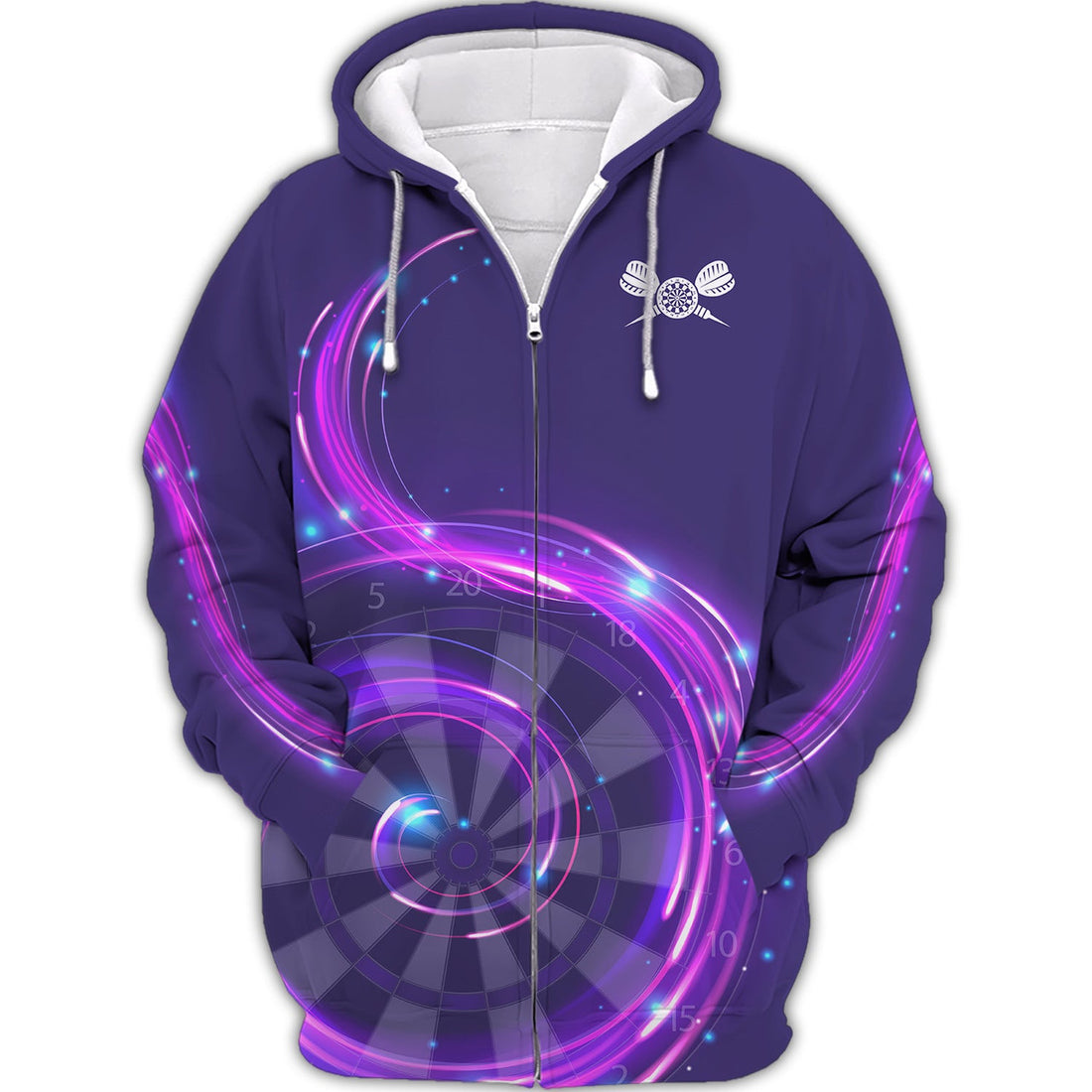 FUNSTUFFPRINT Darts Purple 3D Hoodie and Zip Hoodie