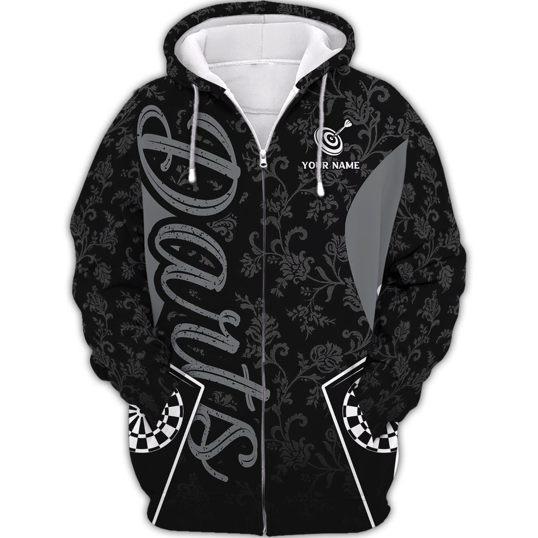 FUNSTUFFPRINT Personalized Name Dart Board3D Hoodie and Zip Hoodie