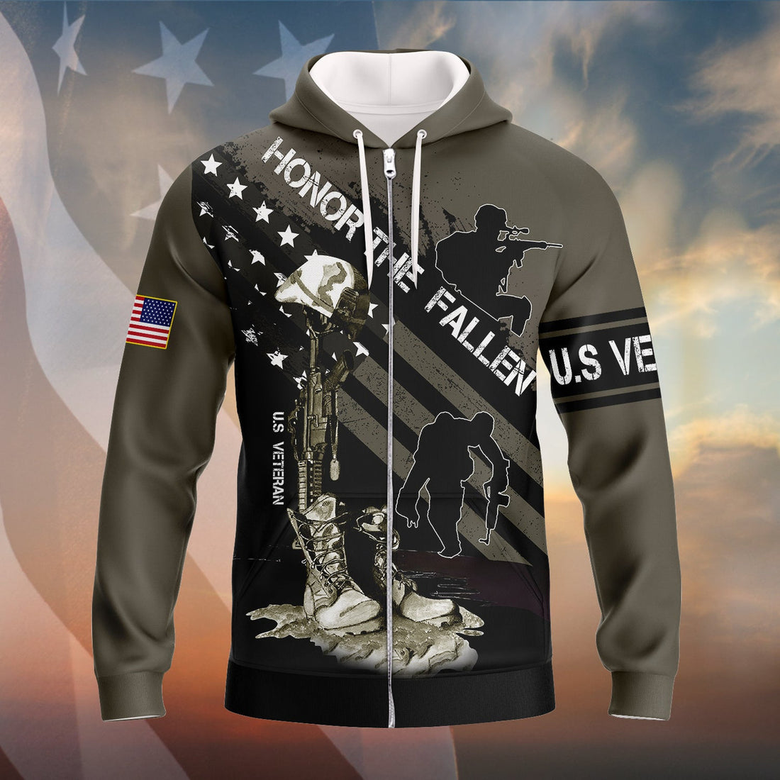 FUNSTUFFPRINT Honor The fallen 3D Hoodie and Zip Hoodie