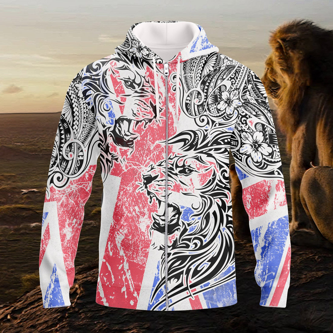 FUNSTUFFPRINT Lion British 3D Hoodie and Zip Hoodie
