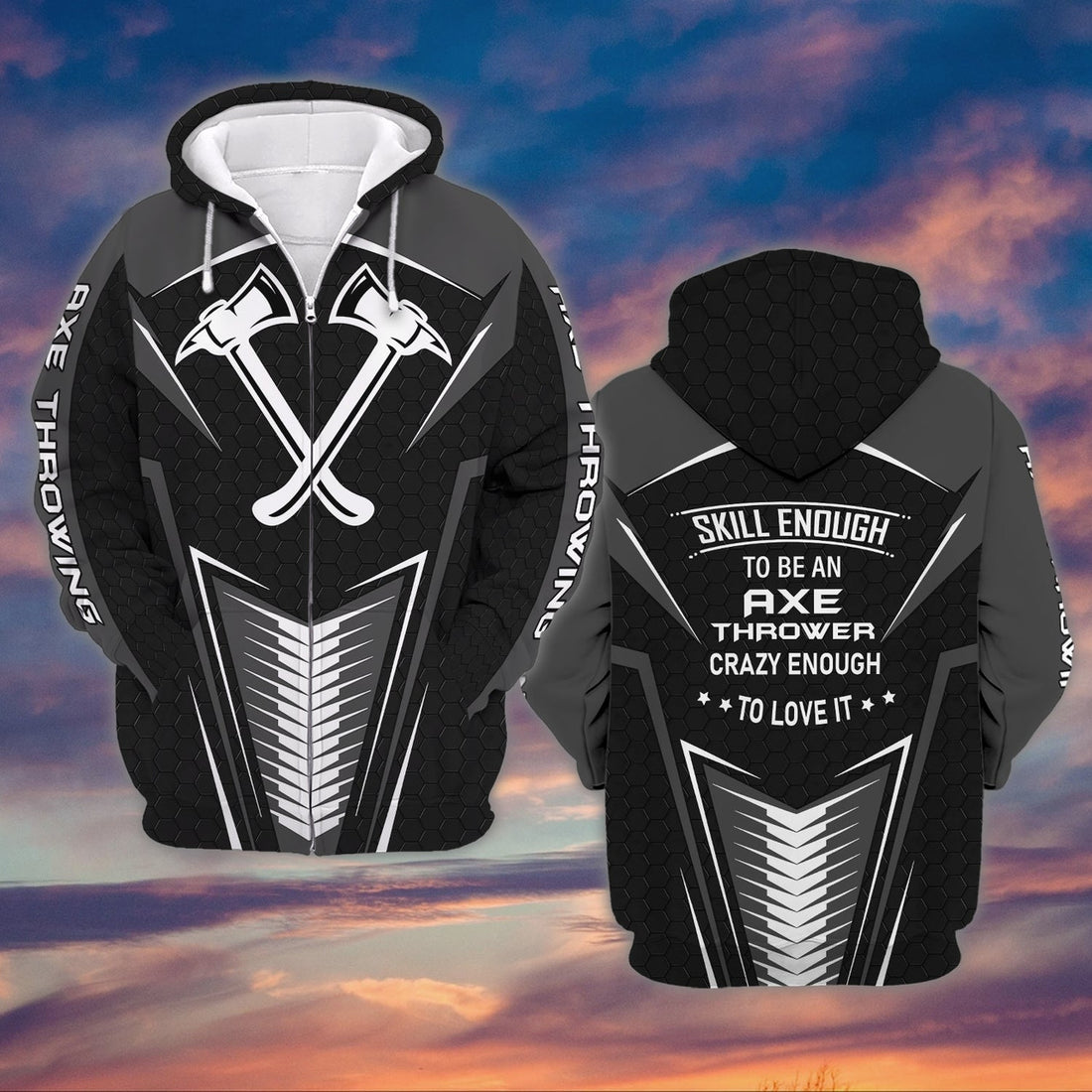 FUNSTUFFPRINT Skill Enough To Be An Axe Thrower 3D Hoodie and Zip Hoodie