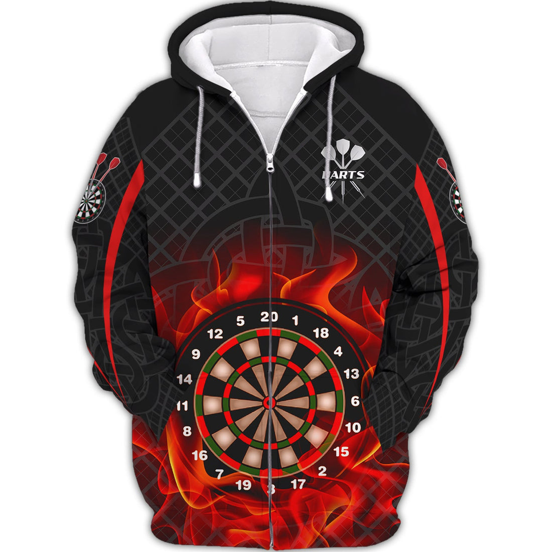 FUNSTUFFPRINT Dart Board On Fire 3D Hoodie and Zip Hoodie