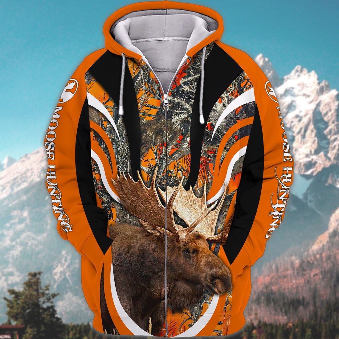 FUNSTUFFPRINT Moose Hunting 3D Hoodie and Zip Hoodie