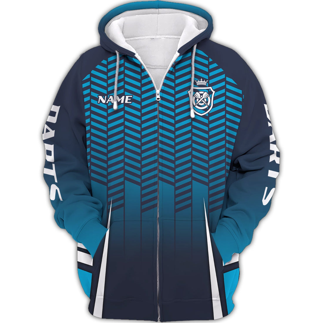 FUNSTUFFPRINT Personalized Name Dart Board Blue 3D Hoodie and Zip Hoodie