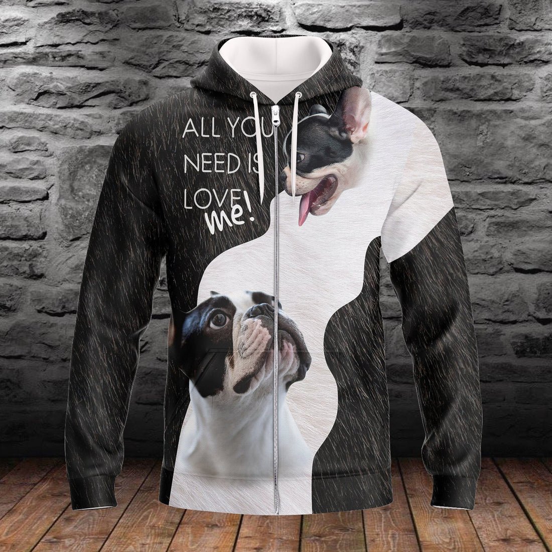 FUNSTUFFPRINT- Bulldog Full Print 3D Hoodie and Zip Hoodie