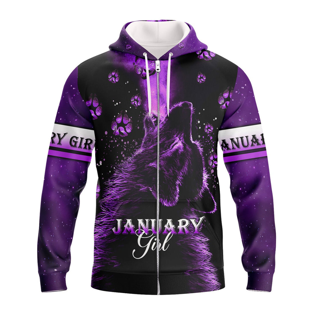 FUNSTUFFPRINT Wolf Paws January 3D Hoodie and Zip Hoodie