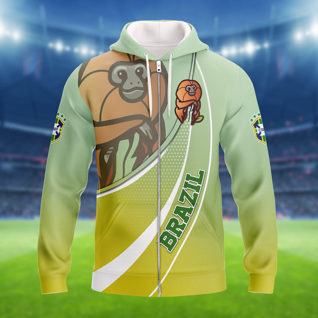 FUNSTUFFPRINT Brazil Football Fans Golden lion tamarin Design Shirt 3D Printed Tshirt For The Brazil Fans 3D Hoodie and Zip Hoodie