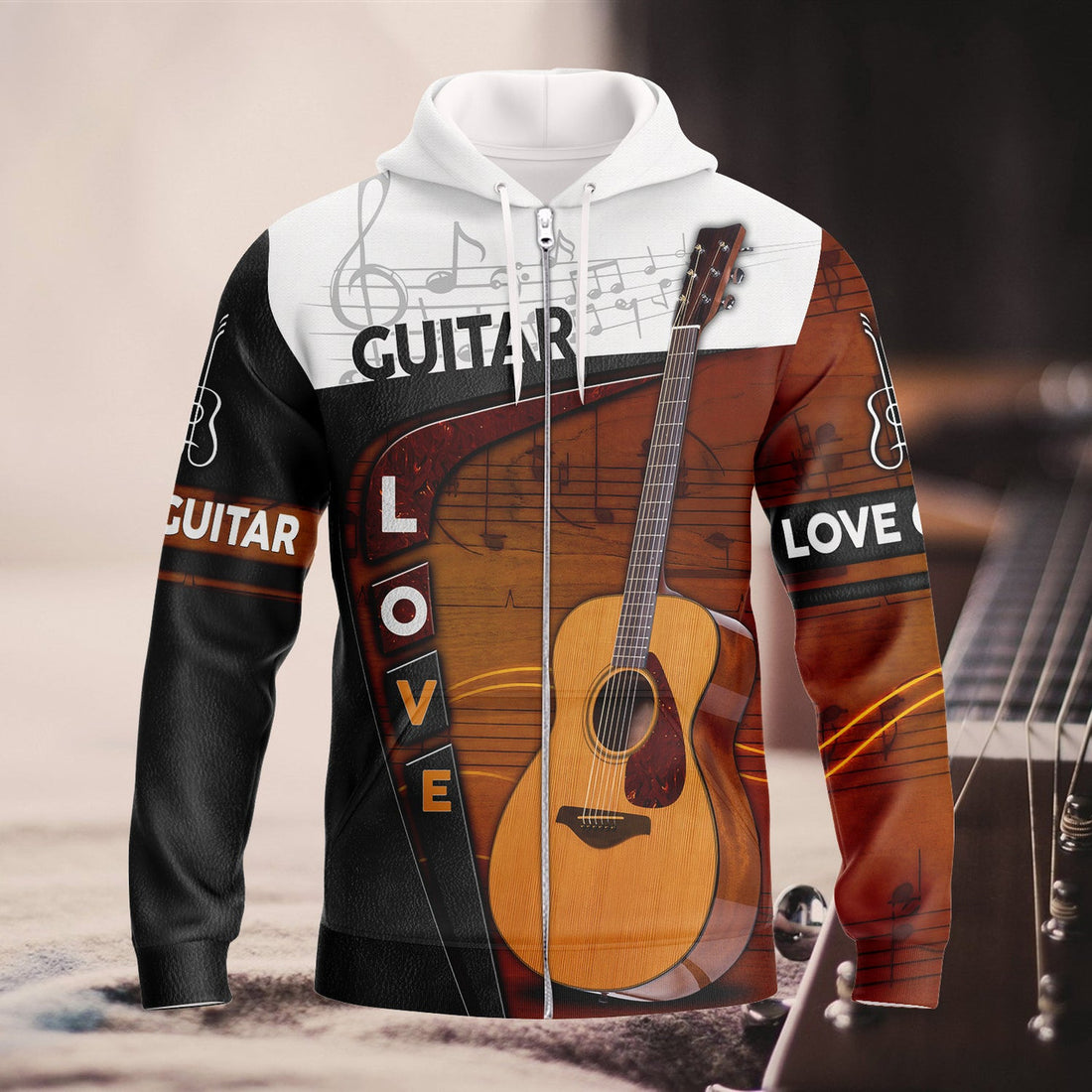 FUNSTUFFPRINT Guitar Full Print 3D Hoodie and Zip Hoodie