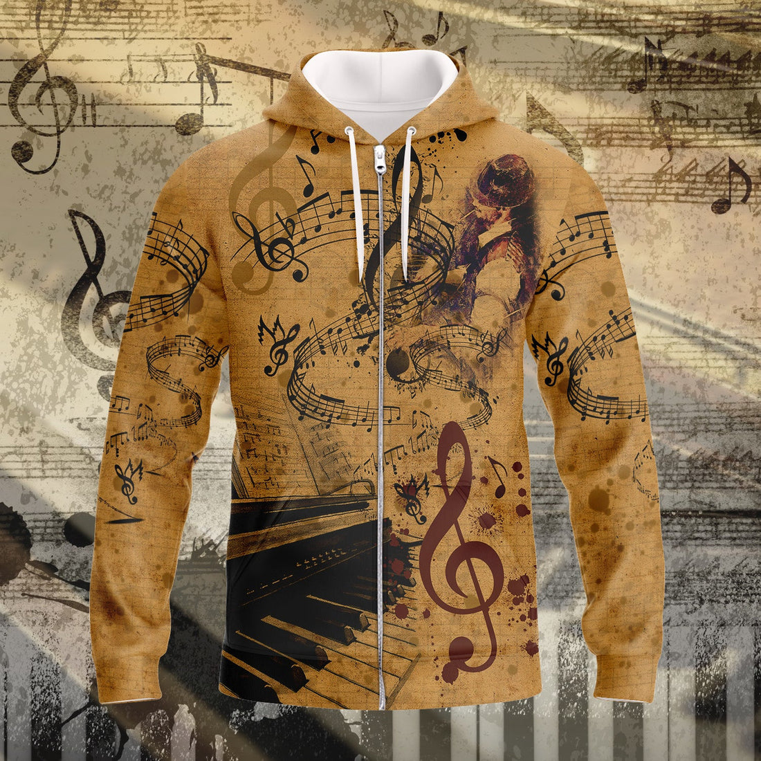 FUNSTUFFPRINT Piano Full Print 3D Hoodie and Zip Hoodie