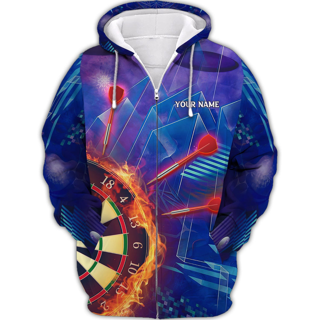 FUNSTUFFPRINT Personalized Name Dart Purple 3D Hoodie and Zip Hoodie