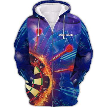FUNSTUFFPRINT Personalized Name Dart Purple 3D Hoodie and Zip Hoodie